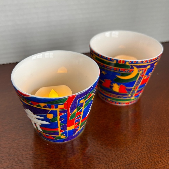 Dawn Oman First Nations Artist Votive Candleholders Skye McGhie Set of 2 - Picture 2 of 16